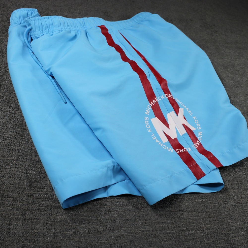 Michael Kors Mens Light Blue Swim Trunks XL Burgundy Stripe MK Logo Board Shorts